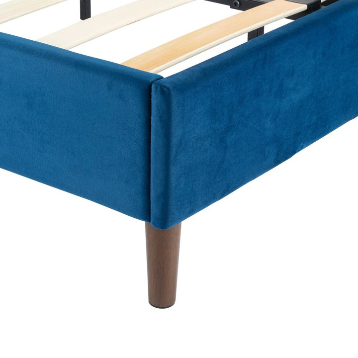 P&F Velvet Blue Bed Frame Double