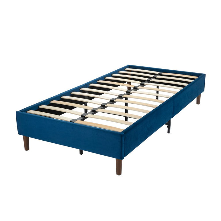 P&F Velvet Blue Bed Frame Double