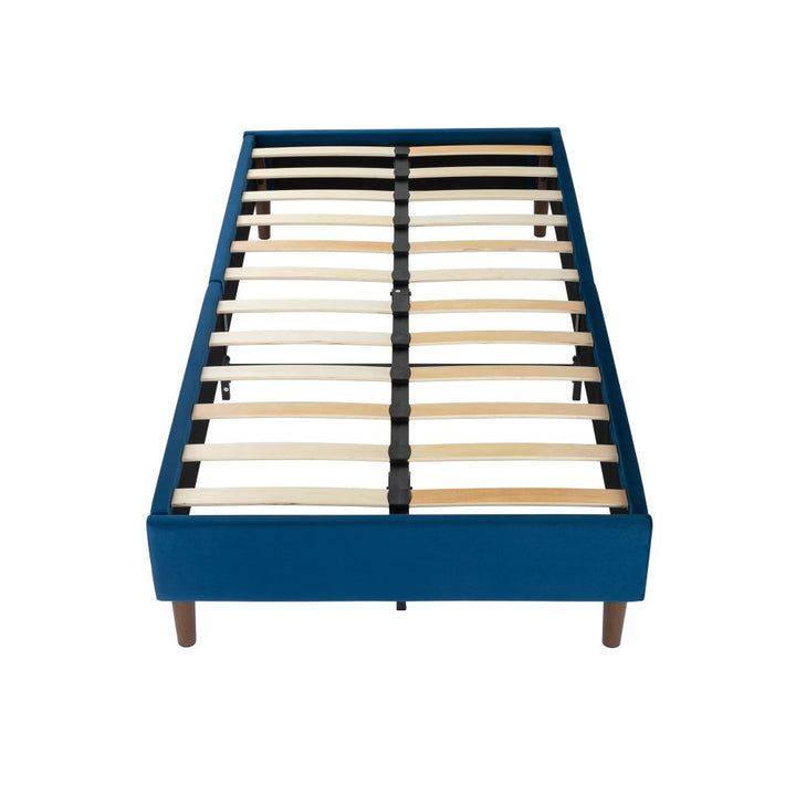 P&F Velvet Blue Bed Frame Queen