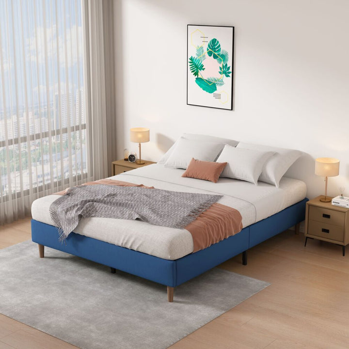 P&F Velvet Blue Bed Frame Queen