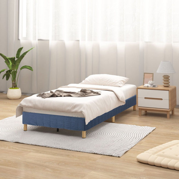 P&F Metal Bed Frame Mattress Foundation Blue Double