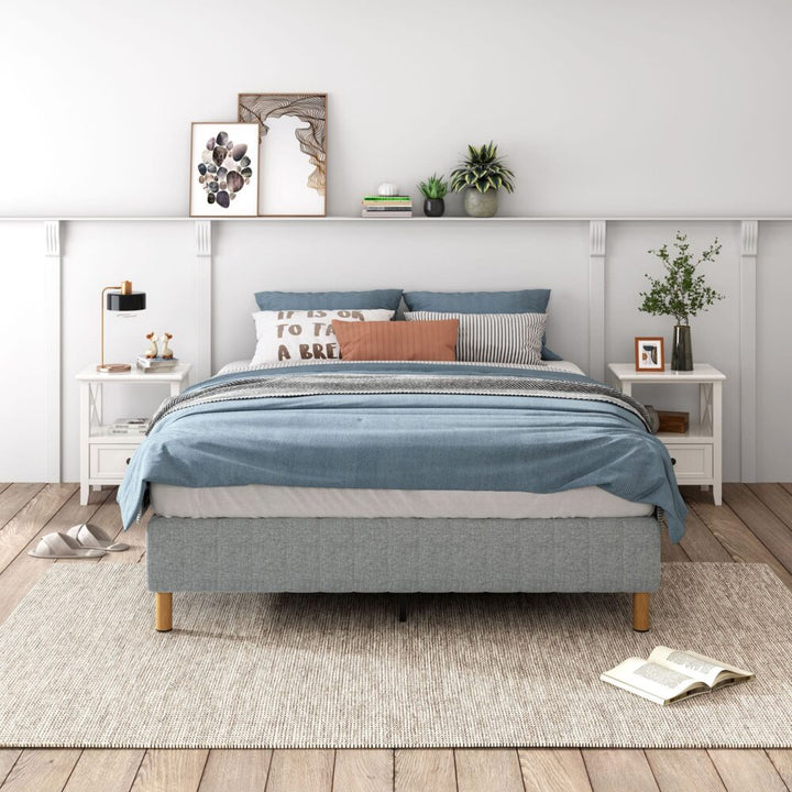 P&F Metal Bedframe Mattress Foundation (Light Grey) Double