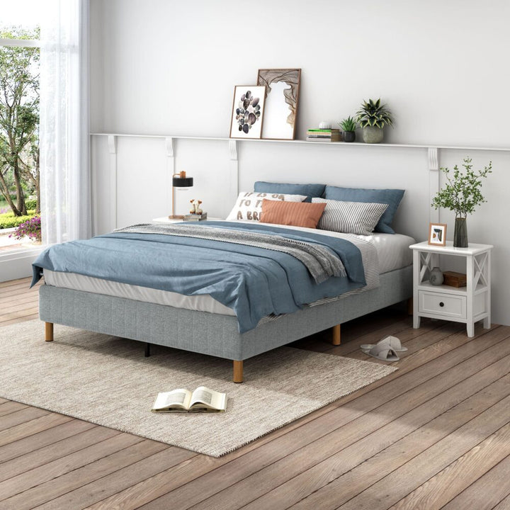 P&F Metal Bedframe Mattress Foundation (Light Grey) Double