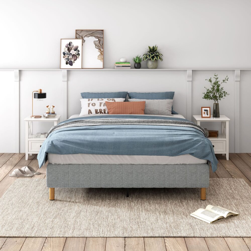 P&F Metal Bedframe Mattress Foundation (Light Grey) King