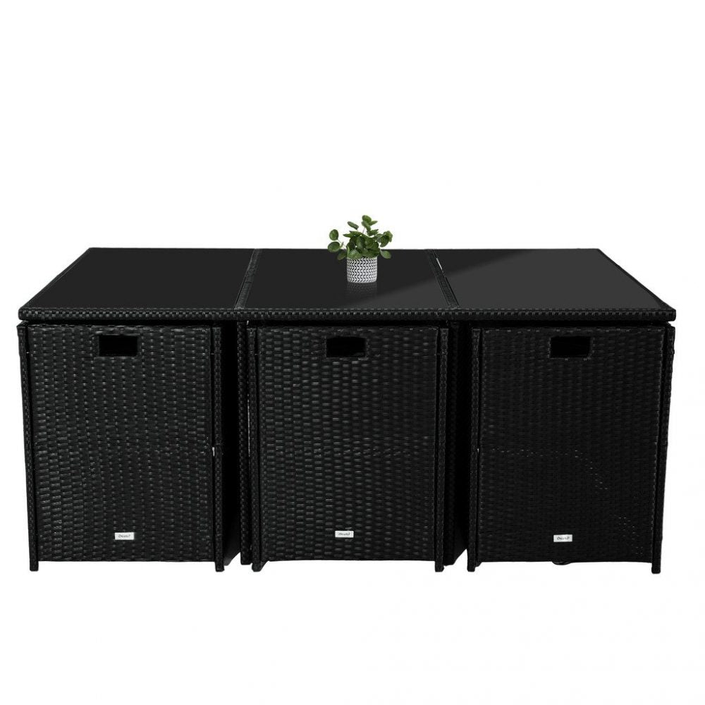 P&F ZennHome  Bali 11 Piece Outdoor Dining Set Black