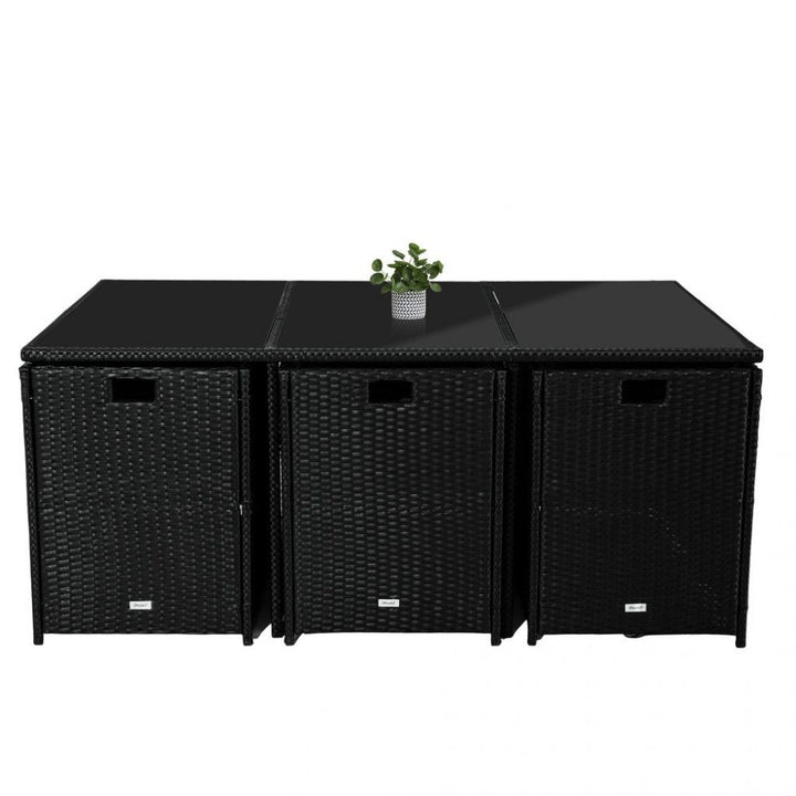 P&F ZennHome  Bali 11 Piece Outdoor Dining Set Black