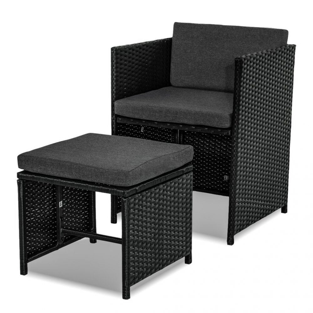 P&F ZennHome  Bali 11 Piece Outdoor Dining Set Black