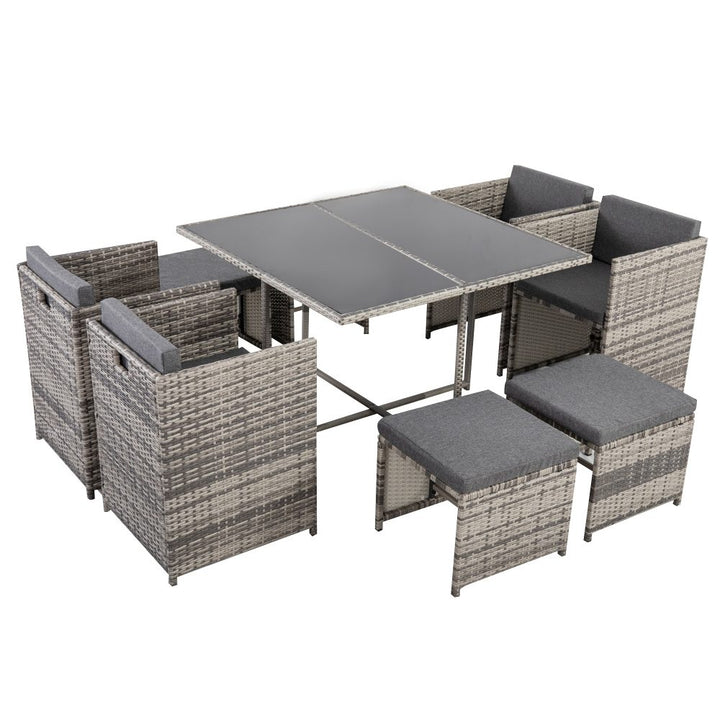 P&F ZennHome 8 Seater Outdoor Dining Set – Grey