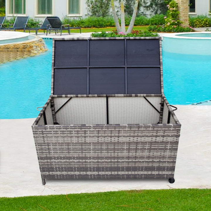 P&F ZennHome  Outdoor PE Wicker Storage Box Garden 320L-Grey