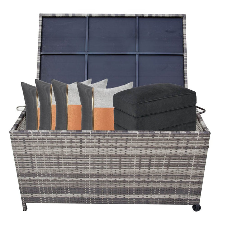 P&F ZennHome  Outdoor PE Wicker Storage Box Garden 320L-Grey