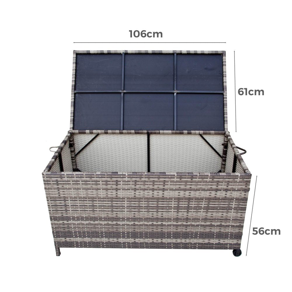 P&F ZennHome  Outdoor PE Wicker Storage Box Garden 320L-Grey