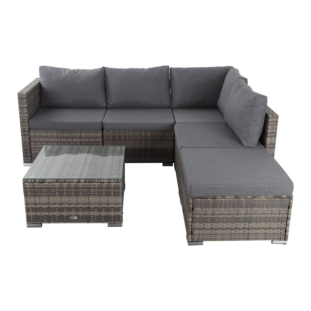 P&F ZennHome Ottoman-Style Outdoor Lounge Set in Grey