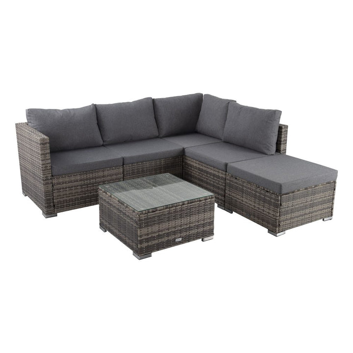 P&F ZennHome Ottoman-Style Outdoor Lounge Set in Grey