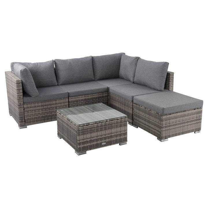 P&F ZennHome Ottoman-Style Outdoor Lounge Set in Grey