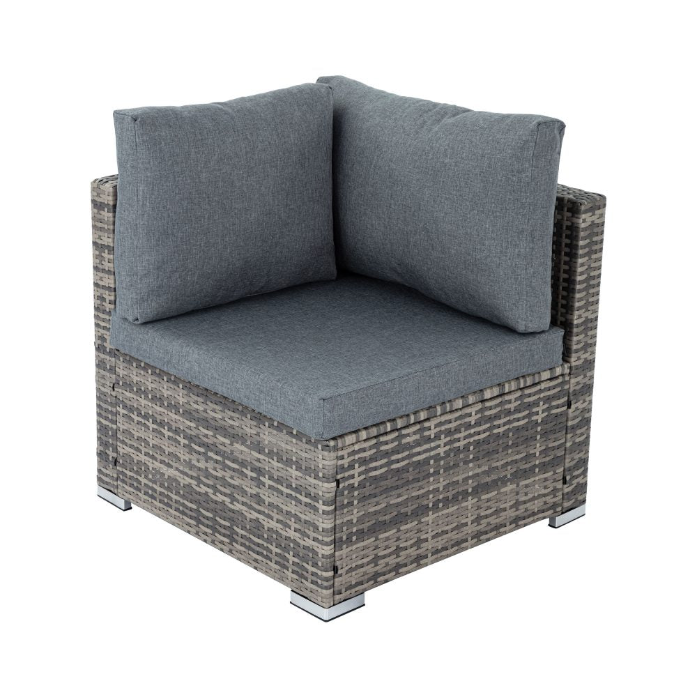 P&F ZennHome Ottoman-Style Outdoor Lounge Set in Grey