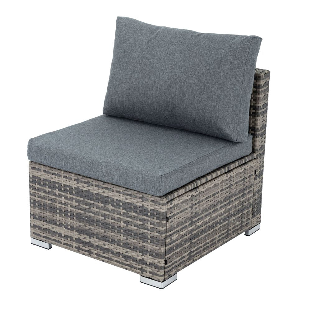 P&F ZennHome Ottoman-Style Outdoor Lounge Set in Grey