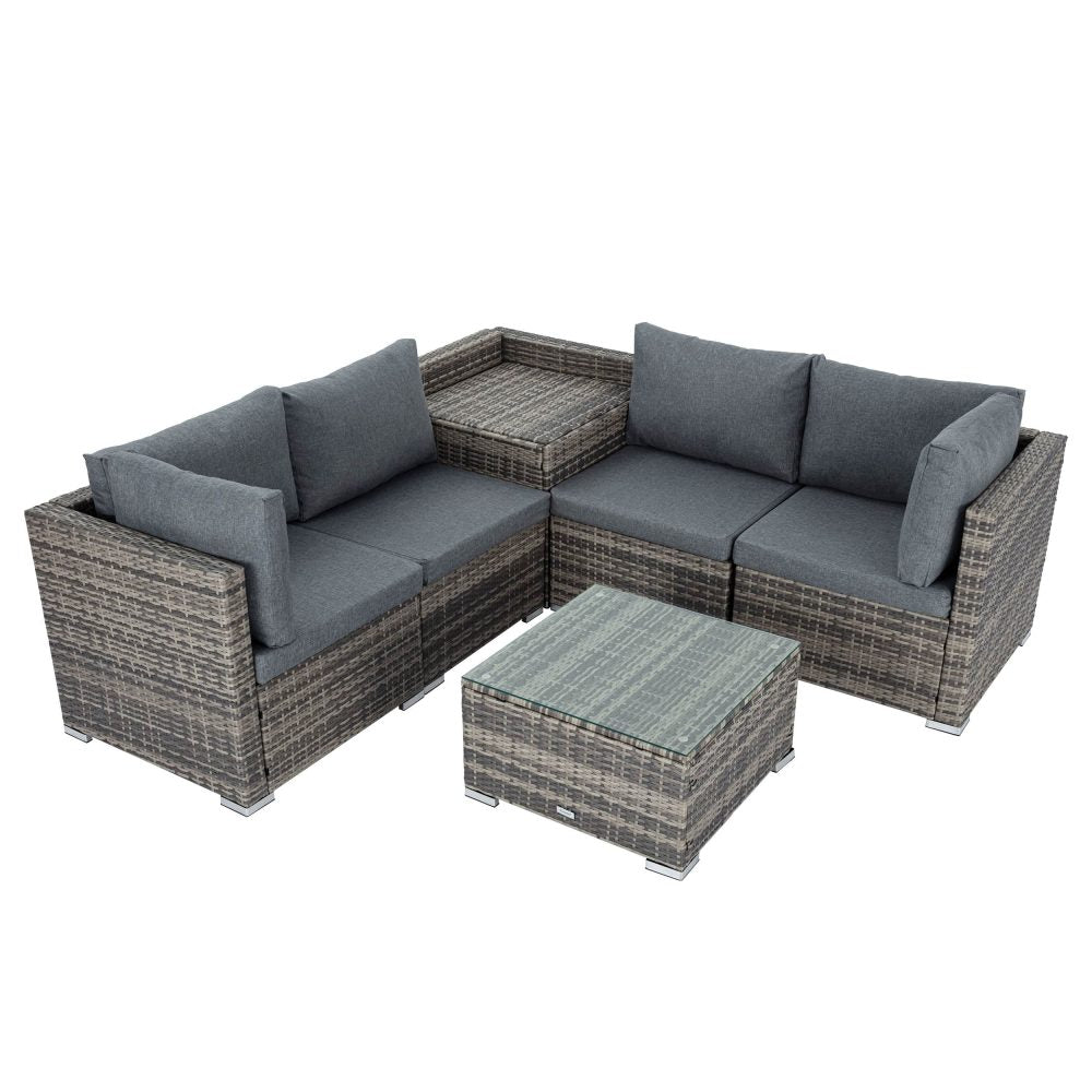 P&F ZennHome  6PCS Outdoor Modular Lounge Sofa - Grey