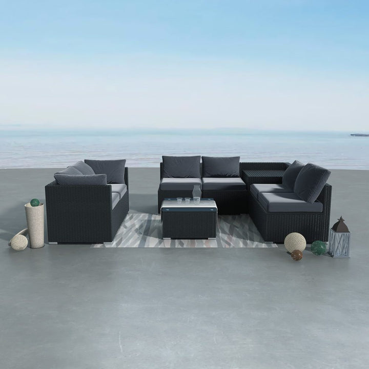 P&F ZennHome  8PCS Outdoor Modular Lounge - Black