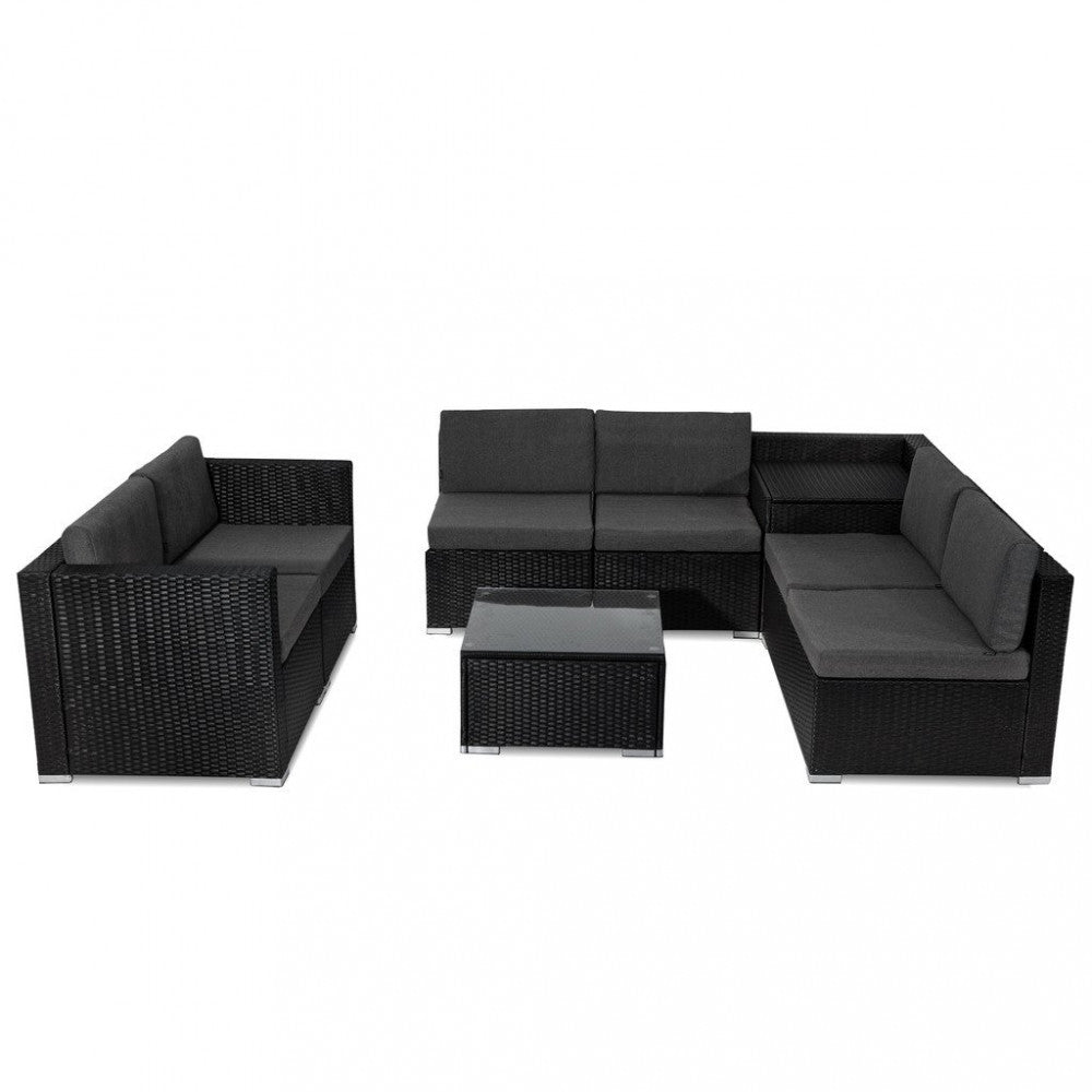 P&F ZennHome  8PCS Outdoor Modular Lounge - Black