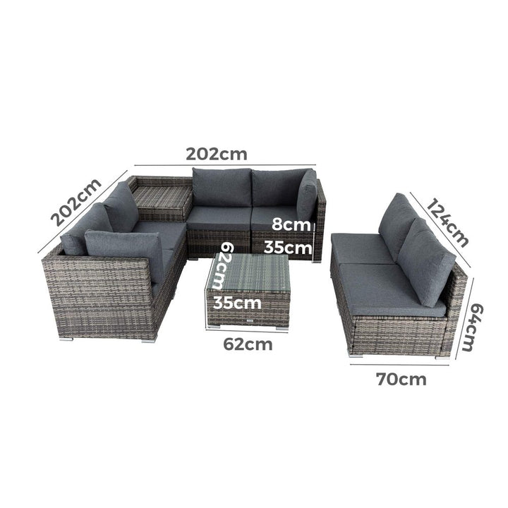 P&F ZennHome  8PCS Outdoor Modular Lounge - Grey