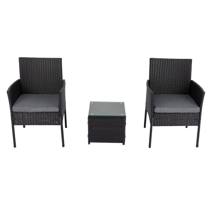 P&F ZennHome 3PC Outdoor Table and Chairs Set - Black