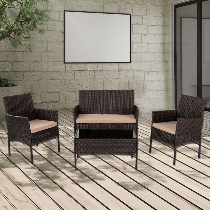 P&F ZennHome 4-Seat Wicker Outdoor Lounge Set