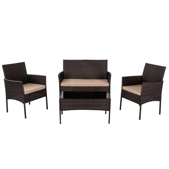 P&F ZennHome 4-Seat Wicker Outdoor Lounge Set