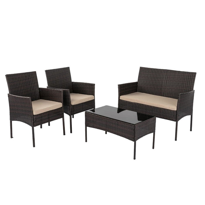 P&F ZennHome 4-Seat Wicker Outdoor Lounge Set