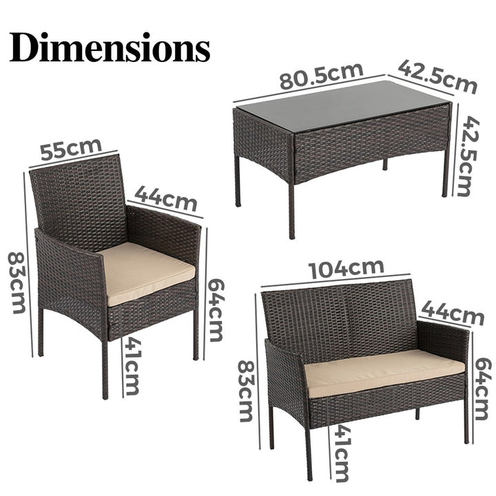 P&F ZennHome 4-Seat Wicker Outdoor Lounge Set