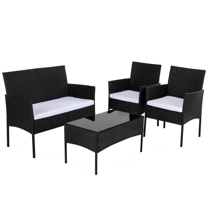 P&F ZennHome 4-Seater PE Wicker Outdoor Lounge Sofa Set