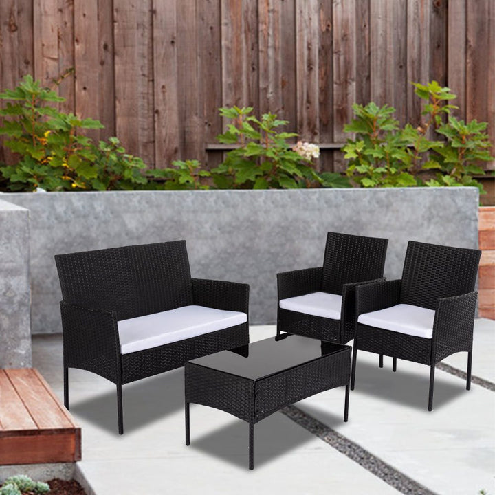 P&F ZennHome 4-Seater PE Wicker Outdoor Lounge Sofa Set