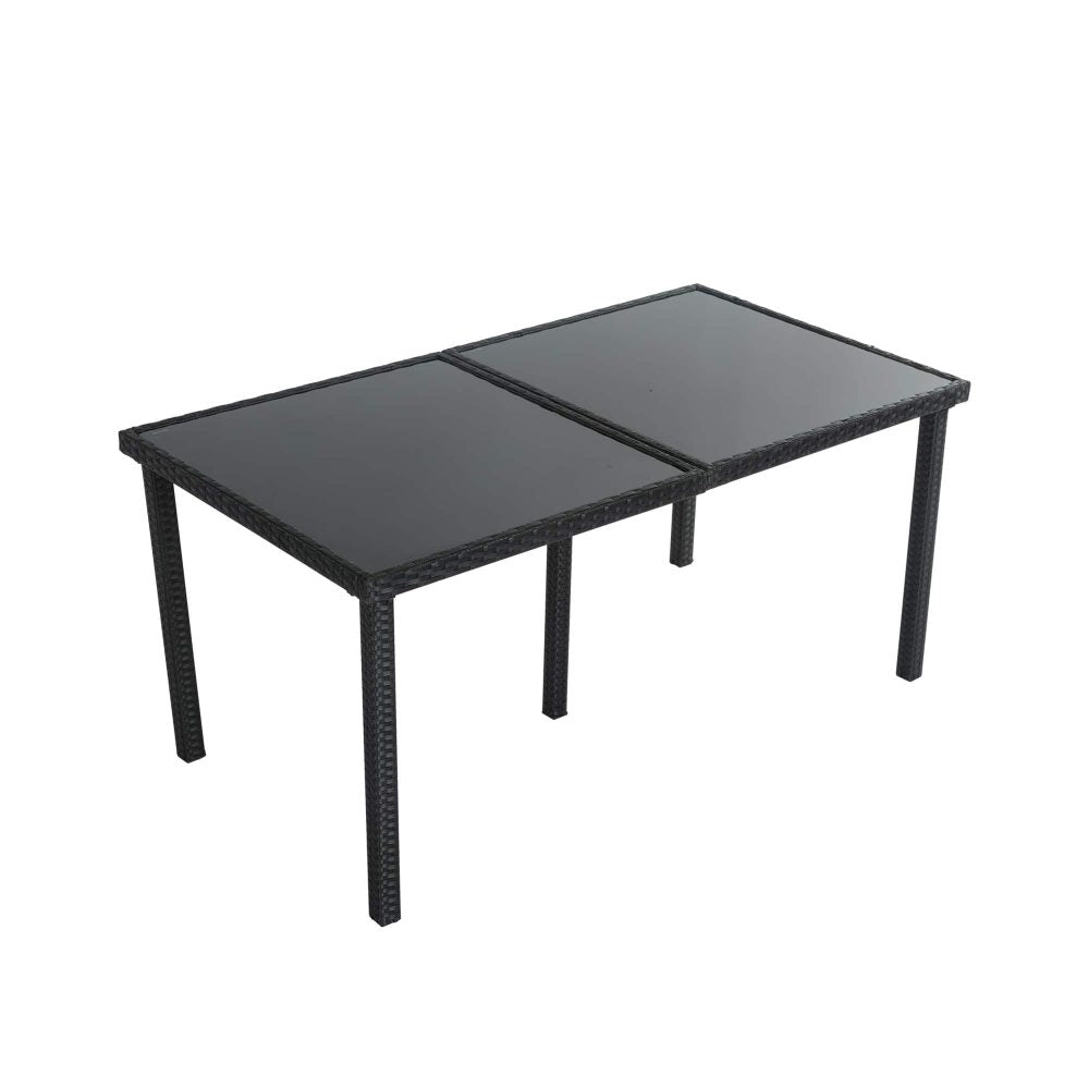 P&F ZennHome Outdoor Minimalist Black Wicker 6-Seater Dining Set