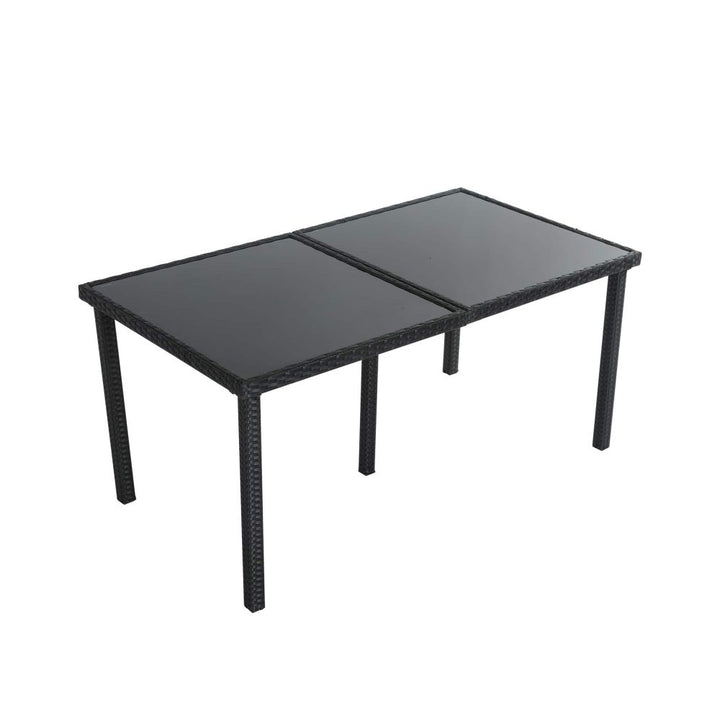 P&F ZennHome Outdoor Minimalist Black Wicker 6-Seater Dining Set