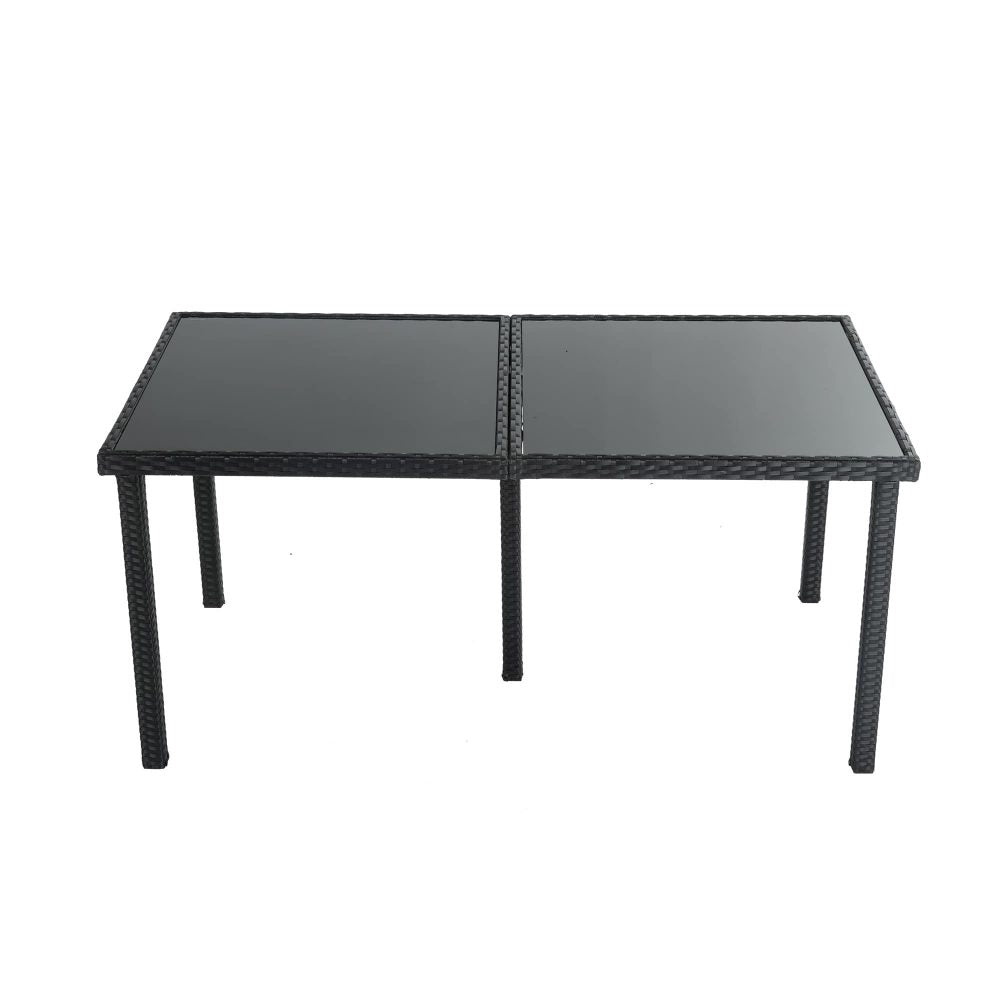 P&F ZennHome Outdoor Minimalist Black Wicker 6-Seater Dining Set