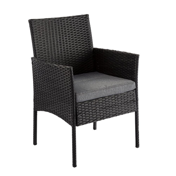 P&F ZennHome Outdoor Minimalist Black Wicker 6-Seater Dining Set