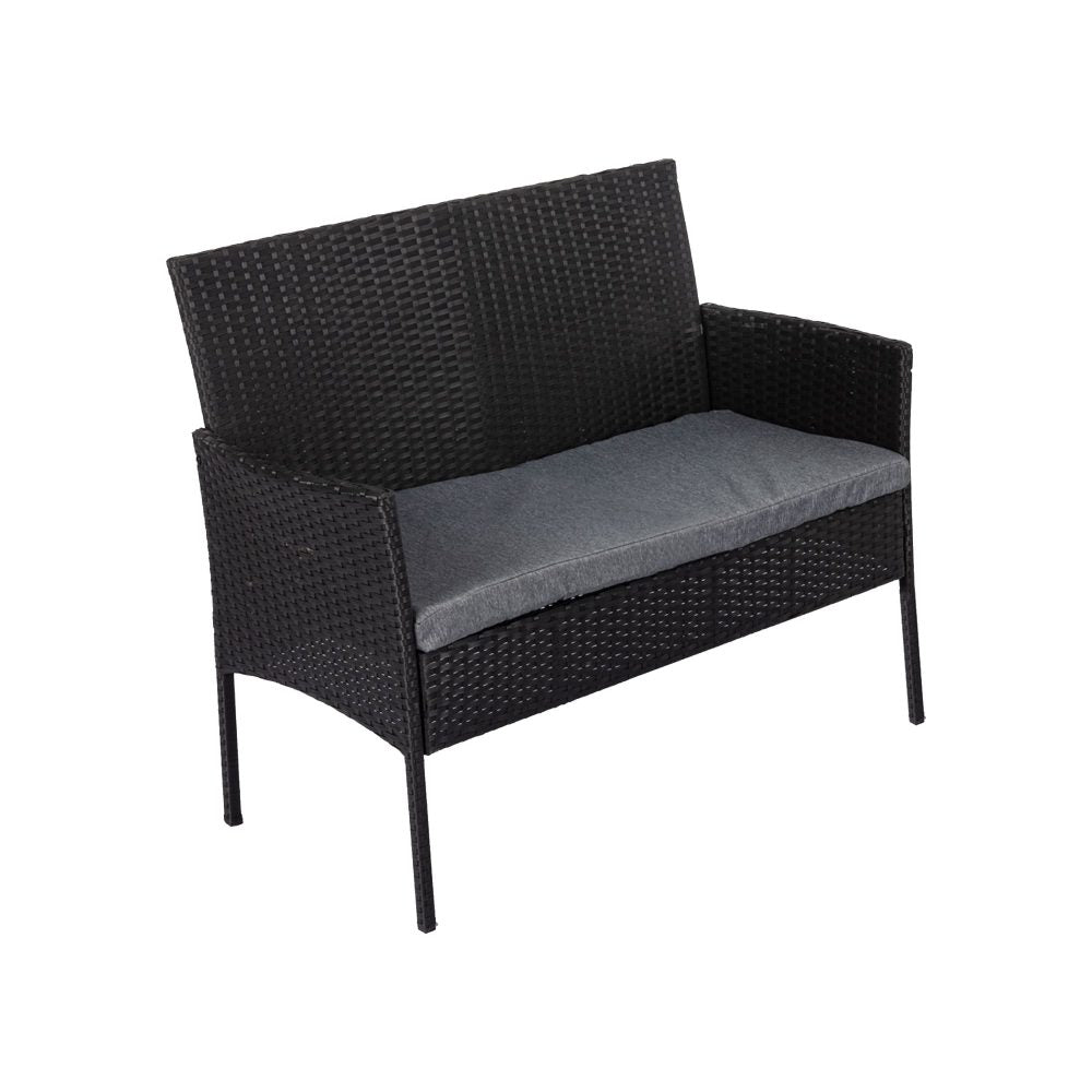 P&F ZennHome 4 Seater Wicker Outdoor Lounge Set - Black