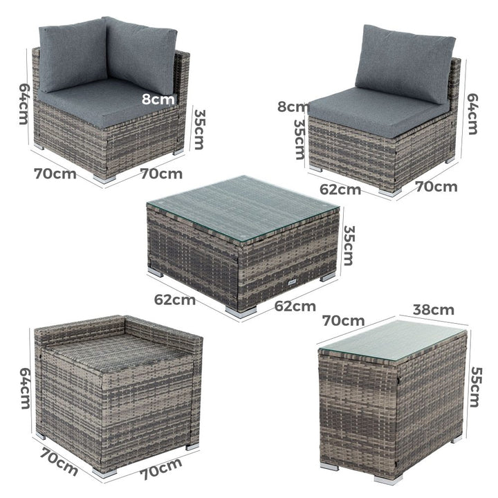 P&F ZennHome Modular Outdoor Lounge Set 9pcs