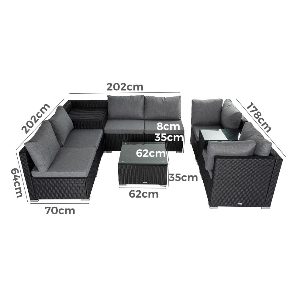 P&F ZennHome Modular Outdoor Lounge Set 9pcs