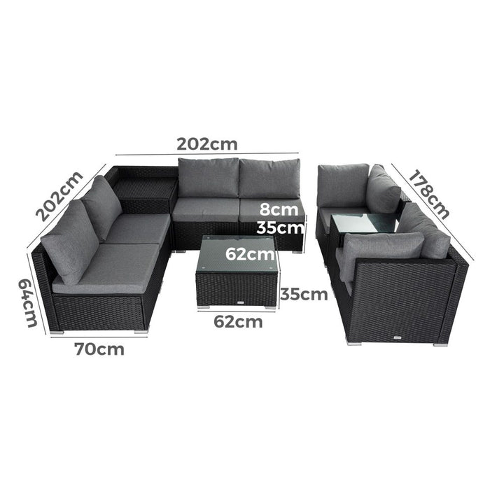 P&F ZennHome Modular Outdoor Lounge Set 9pcs