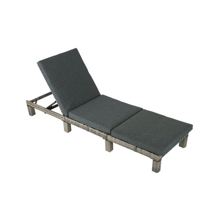 P&F ZennHome Grey Rattan Sunbed with Adjustable Recline