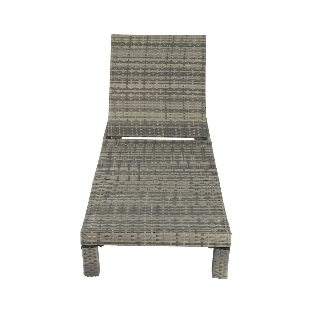 P&F ZennHome Grey Rattan Sunbed with Adjustable Recline