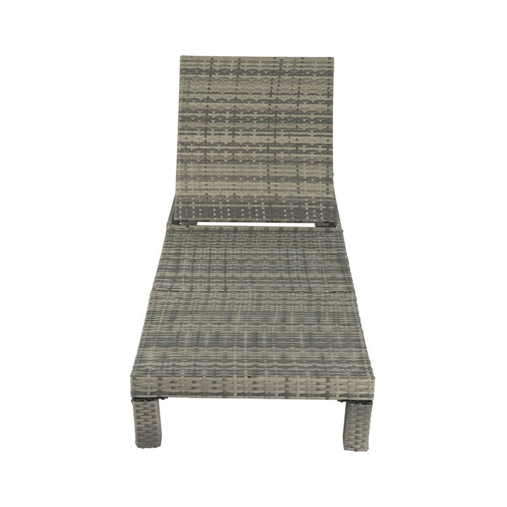P&F ZennHome Grey Rattan Sunbed with Adjustable Recline