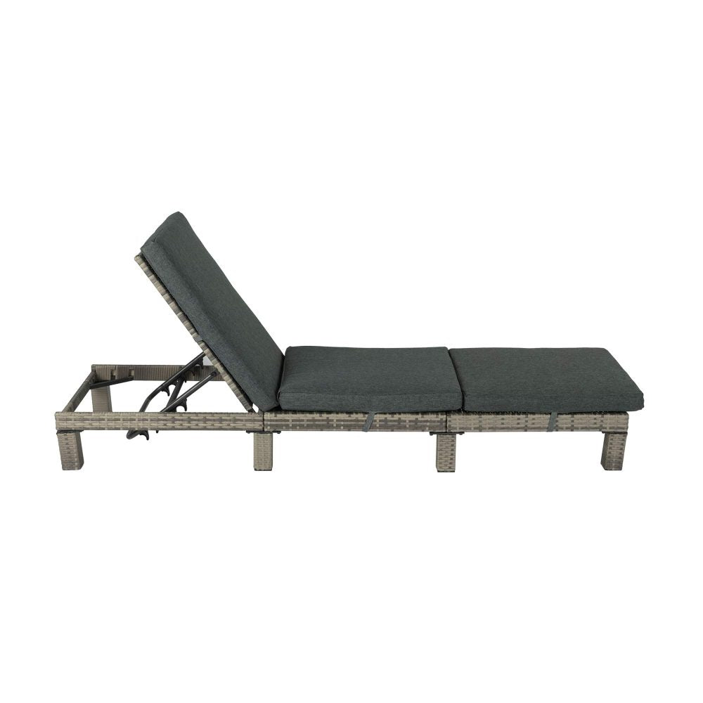 P&F ZennHome Grey Rattan Sunbed with Adjustable Recline