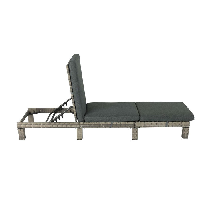 P&F ZennHome Grey Rattan Sunbed with Adjustable Recline