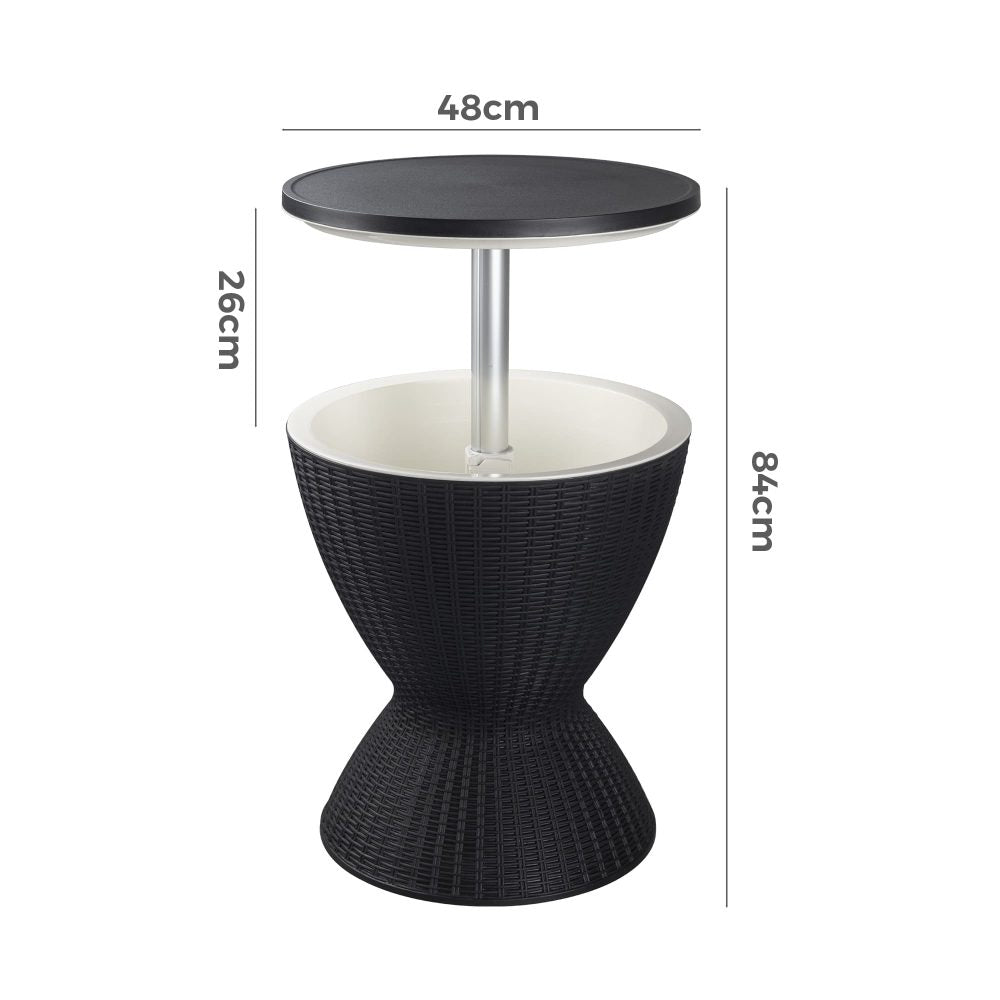 P&F ZennHome Black Garden Ice Cooler Table