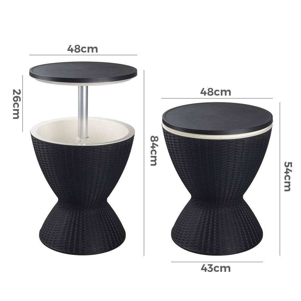 P&F ZennHome Black Garden Ice Cooler Table