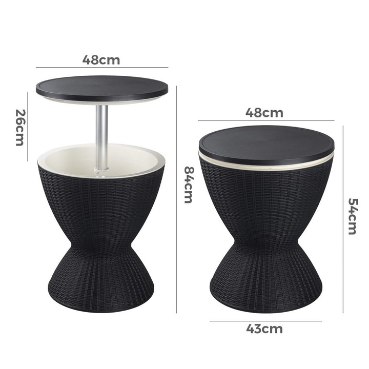 P&F ZennHome Black Garden Ice Cooler Table