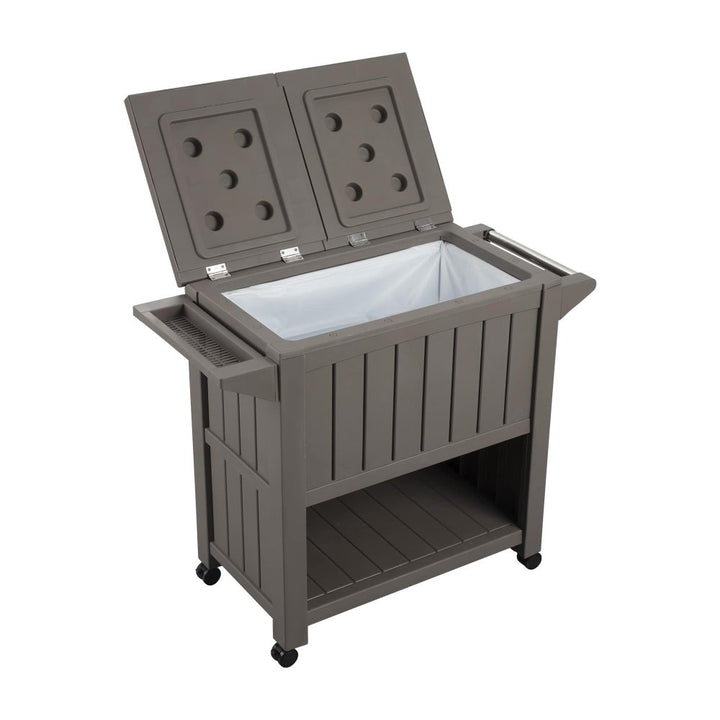 P&F ZennHome Garden Bar Serving Cart with Cooler (Taupe)