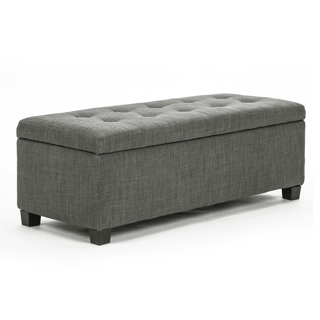P&F La Bella 102cm Dark Grey Storage Ottoman Stool Fabric