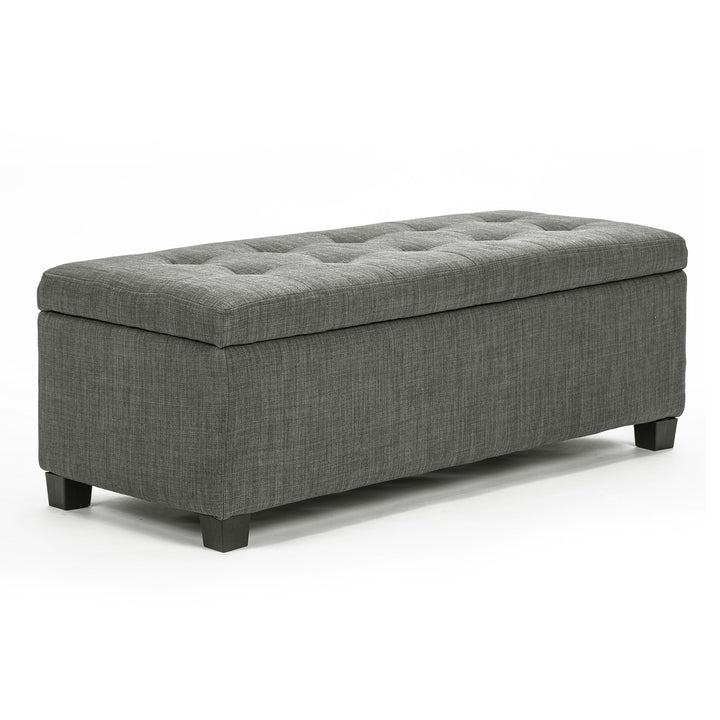 P&F La Bella 102cm Dark Grey Storage Ottoman Stool Fabric